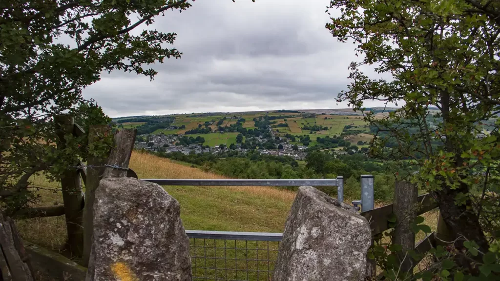 Bradwell in the Hope Valley viewed from Brough Lane