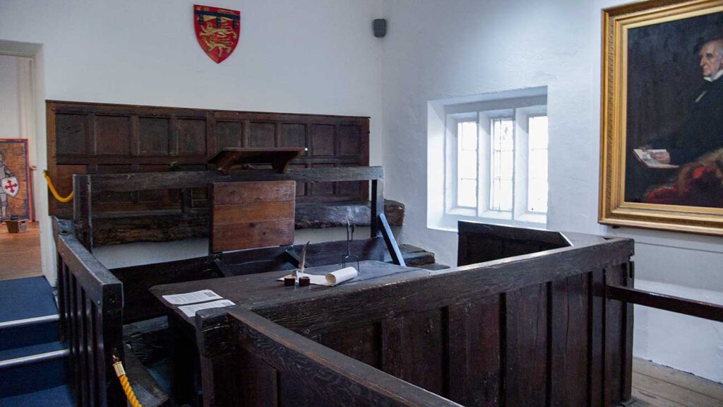 The courtroom in the Knaresborough Courthouse Museum
